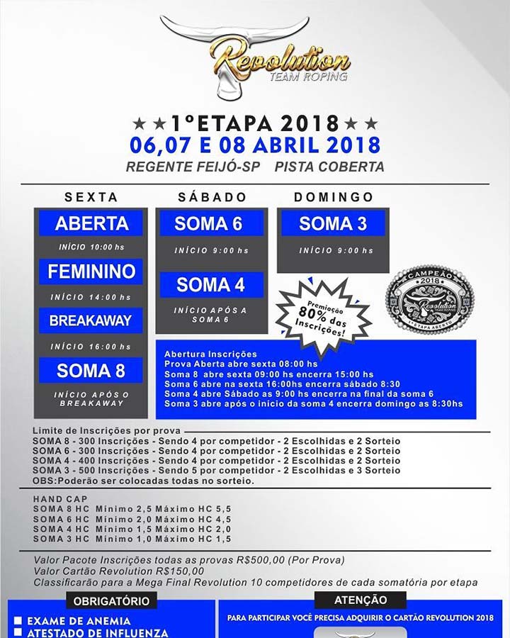 Primeira Etapa Revolution Team Roping 2018